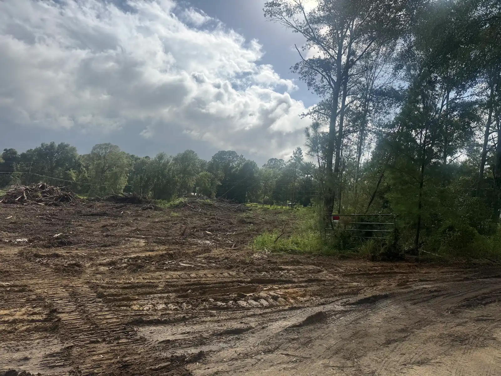 Site access beside a cleared property