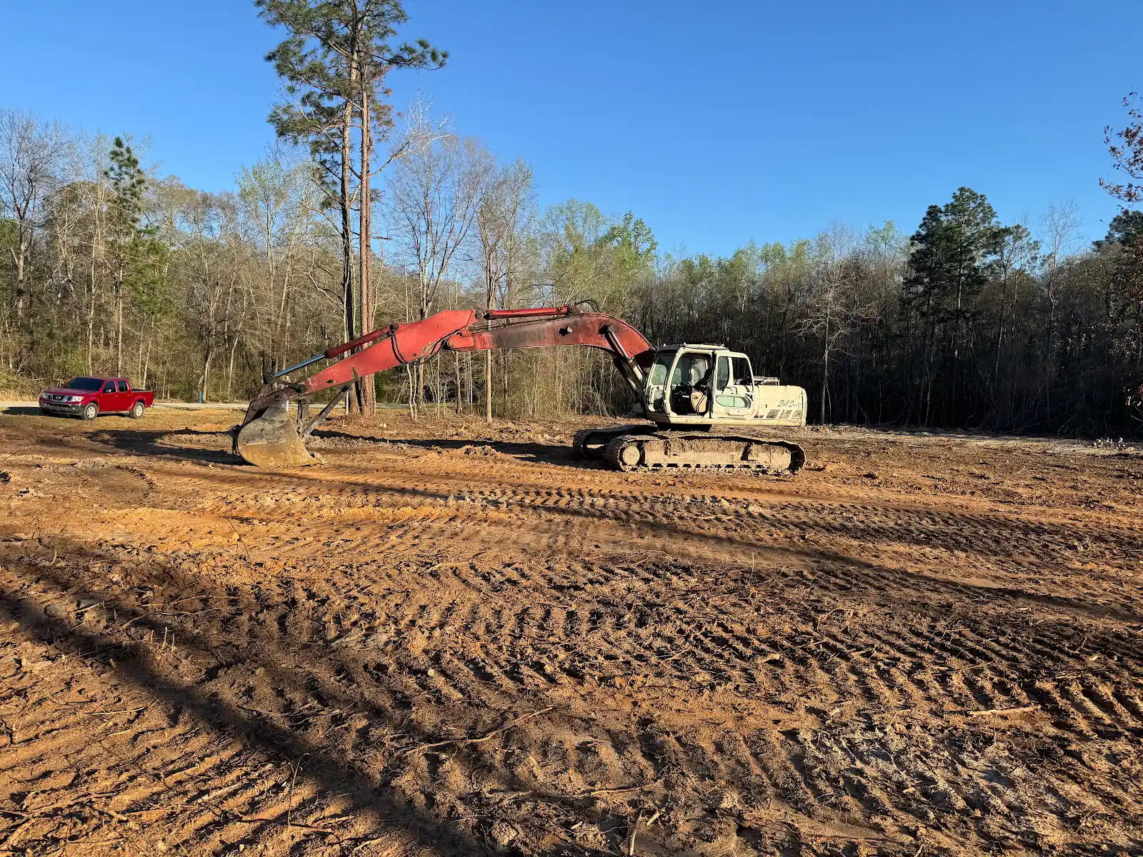 Excavator on a prepared worksite